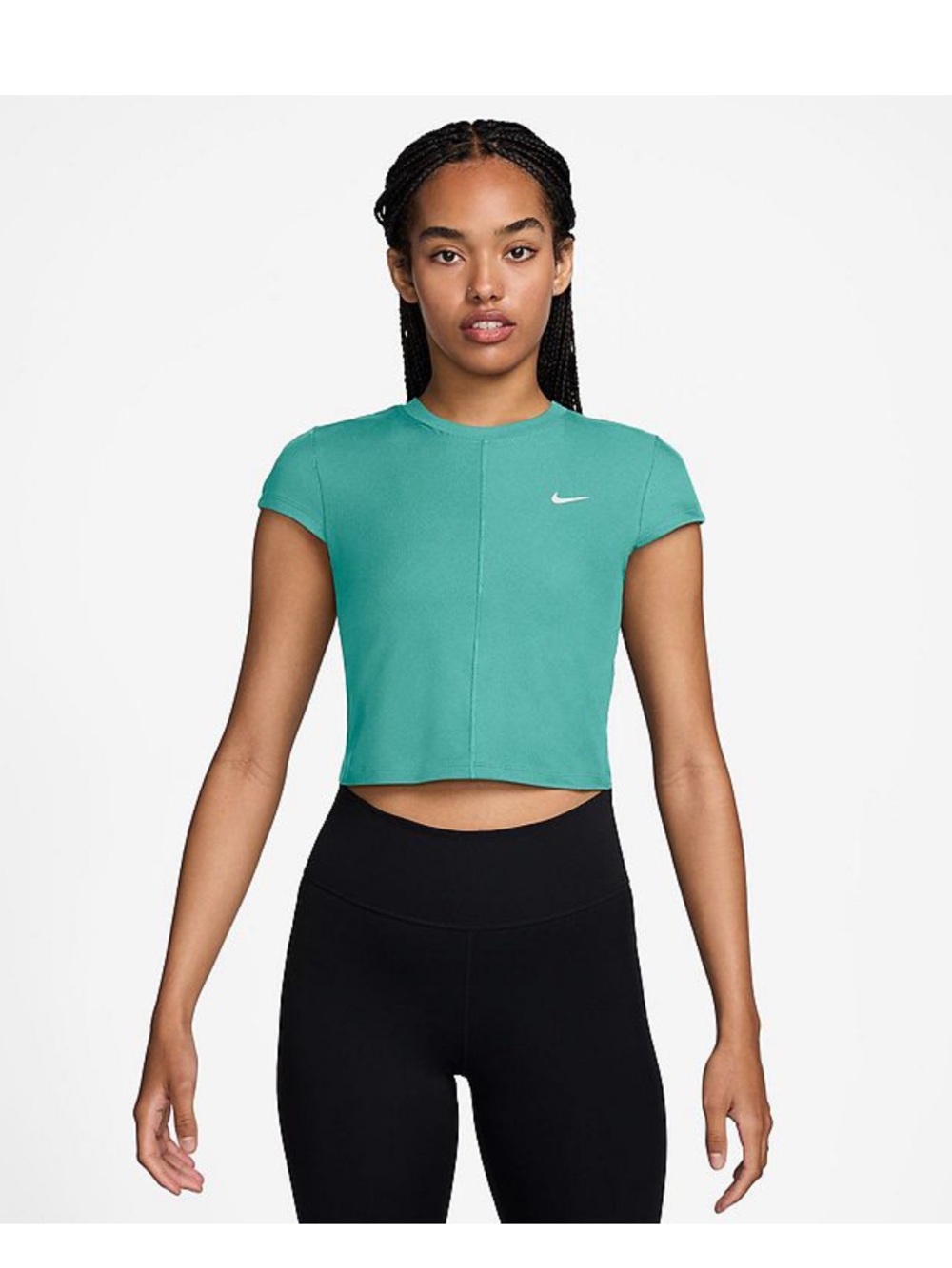 Nike Teal Short Sleeve Cropped Crew Tee